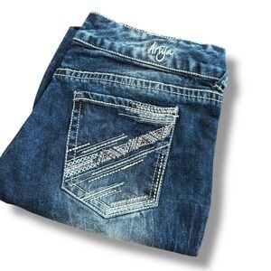 Ariya Jeans Womens Denim Shorts Size 15 16 Blue Distressed Embellished Pockets